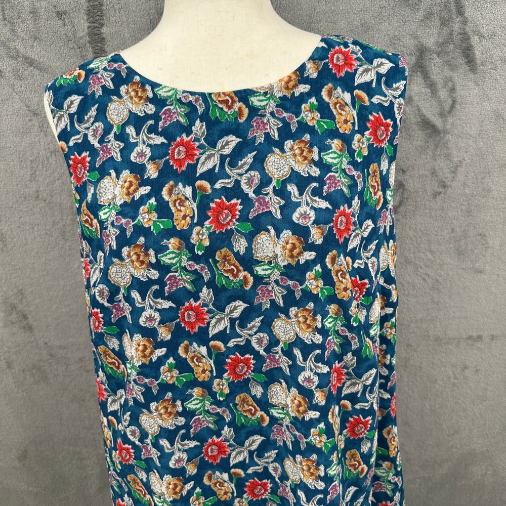 Lauren‎ Ralph Lauren Dress Size 14 Blue Floral Tiered Lined Sleeveless
